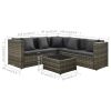 4 Piece Patio Lounge Set with Cushions Poly Rattan Gray