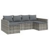 2 Piece Patio Lounge Set with Cushions Gray Poly Rattan