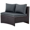 TOPMAX 6 Pieces Outdoor Sectional Half Round Patio Rattan Sofa Set, PE Wicker Conversation Furniture Set w/ One Storage Side Table for Umbrella and On