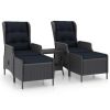 3 Piece Patio Lounge Set with Cushions Poly Rattan Dark Gray