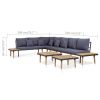 7-Seater Patio Lounge Set with Cushions Solid Acacia Wood Brown