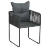 Patio Chairs 4 pcs with Pillows Poly Rattan Black