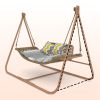 JESE Hammock Swing Chair with Stand for Indoor,Outdoor, Anti-Rust Wood-Colored Frame 570 lbs Capacity with Cushion Oversized Double Hammock Chair for