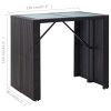 5 Piece Patio Bar Set Poly Rattan and Glass Black