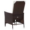 Reclining Patio Chair with Cushions Poly Rattan Brown