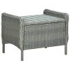 2 Piece Patio Lounge Set with Cushions Poly Rattan Light Gray