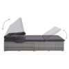 2-Person Sunbed with Cushion Poly Rattan Gray