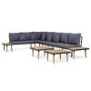 7-Seater Patio Lounge Set with Cushions Solid Acacia Wood Brown