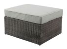 Salena Patio Sofa & Ottoman w/2 Pillows in Beige Fabric & Gray Wicker