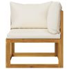 10 Piece Patio Lounge Set with Cushion Cream Solid Acacia Wood