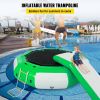 VEVOR Inflatable Water Trampoline 10ft , Round Inflatable Water Bouncer with Yellow Slide and 4-Step Ladder, Water Trampoline in Green and White for W