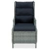 Reclining Patio Chair with Footstool Poly Rattan Light Gray