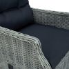 Reclining Patio Chair with Footstool Poly Rattan Light Gray