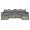 2 Piece Patio Lounge Set with Cushions Gray Poly Rattan