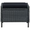 3 Piece Patio Lounge Set with Cushions Poly Rattan Dark Gray