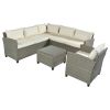 U_STYLE Patio Furniture Set, 5 Piece Outdoor Conversation Set,with Coffee Table, Cushions and Single Chair