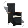 9 Piece Patio Dining Set with Cushions Poly Rattan Black