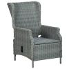 2 Piece Patio Lounge Set with Cushions Poly Rattan Light Gray