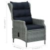 2 Piece Patio Lounge Set with Cushions Poly Rattan Light Gray