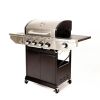 Propane Grill 4 Burner Barbecue Grill Stainless Steel Gas Grill with Side Burner and Thermometer for Outdoor BBQ;  Camping