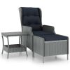 2 Piece Patio Lounge Set with Cushions Poly Rattan Light Gray