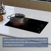 3200W 12" Built-in 2 Burner Electric Cooktop 220-240V for Hard Wire Ceramic Countertop Burner With Touch Control, 9 Power Levels, Timer & Safety Lock,