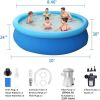 Inflatable Swimming Pool Above Ground with Electric Air Pump & Filter Pump, Repair Kit Accessories Ring Round Pools for Outdoor Garden Lawn Backyard F