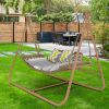 JESE Hammock Swing Chair with Stand for Indoor,Outdoor, Anti-Rust Wood-Colored Frame 570 lbs Capacity with Cushion Oversized Double Hammock Chair for