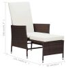 Reclining Patio Chair with Cushions Poly Rattan Brown