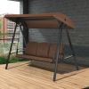 Outdoor 3-Seat Porch Swing with Adjust Canopy and Cushions