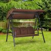 Outdoor 3-Seat Porch Swing with Adjust Canopy and Cushions