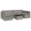 2 Piece Patio Lounge Set with Cushions Gray Poly Rattan