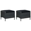 3 Piece Patio Lounge Set with Cushions Poly Rattan Dark Gray