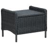 3 Piece Patio Lounge Set with Cushions Poly Rattan Dark Gray