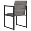 5 Piece Patio Dining Set with Cushions Poly Rattan Gray