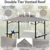 8x 5 FT Grill Gazebo Grill Canopy Double Tiered BBQ Gazebo Outdoor BBQ Canopy, Gray