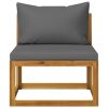 4 Piece Patio Lounge Set with Cushion Solid Acacia Wood