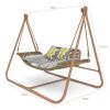 JESE Hammock Swing Chair with Stand for Indoor,Outdoor, Anti-Rust Wood-Colored Frame 570 lbs Capacity with Cushion Oversized Double Hammock Chair for