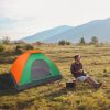 c2-Person Waterproof Camping Dome Tent for Outdoor Hiking Survival Orange & Green