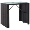 5 Piece Patio Bar Set Poly Rattan and Glass Black