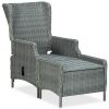 Reclining Patio Chair with Footstool Poly Rattan Light Gray