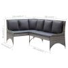 Patio Corner Sofas 2 pcs Poly Rattan Gray