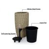 10.6" Self-watering Wicker Planter - Garden Decoration Pot - Beige - Round