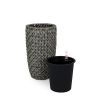 c14.6" Self-watering Wicker Planter - Garden Decoration Pot - Gray - Round