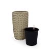 10.6" Self-watering Wicker Planter - Garden Decoration Pot - Beige - Round