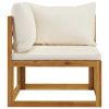 10 Piece Patio Lounge Set with Cushion Cream Solid Acacia Wood