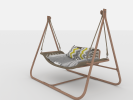 JESE Hammock Swing Chair with Stand for Indoor,Outdoor, Anti-Rust Wood-Colored Frame 570 lbs Capacity with Cushion Oversized Double Hammock Chair for