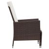 Reclining Patio Chair with Cushions Poly Rattan Brown