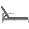 Sun Lounger with Armrests Poly Rattan Gray