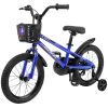 Kids Bike 14 inch for Boys & Girls with Training Wheels, Freestyle Kids' Bicycle with Bell,Basket and fender.